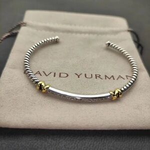 David Yurman Two-Tone Silver Cuff Bracelet with Gold Accents